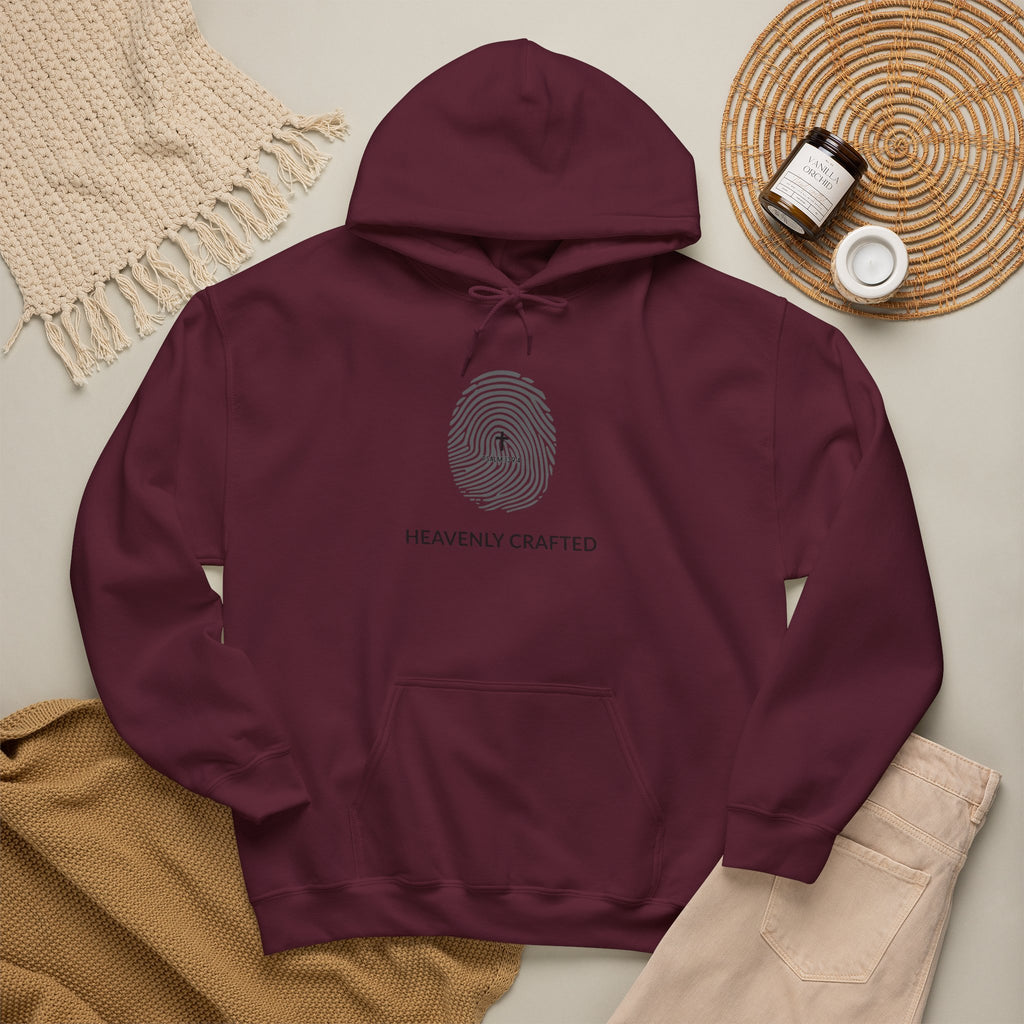 Heavenly Crafted Hoodie — Minimal Fingerprint Graphic Hooded Sweatshirt