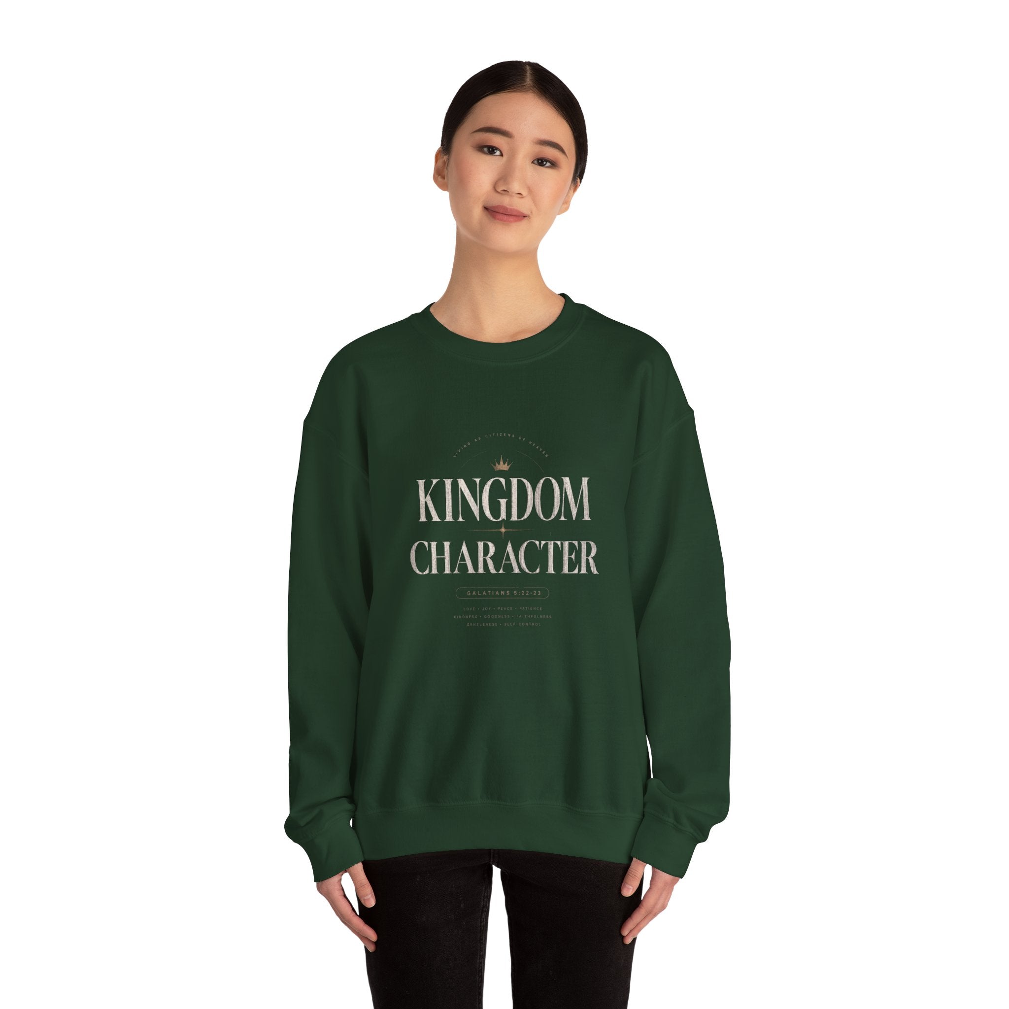 Christian Crewneck Sweatshirt "Kingdom Character" Pullover, Faith-Based Inspirational Apparel, Religious Graphic Sweatshirt