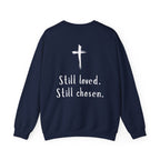 Christian Crewneck Sweatshirt — "Not Perfect, Forgiven" (Romans 5:8)