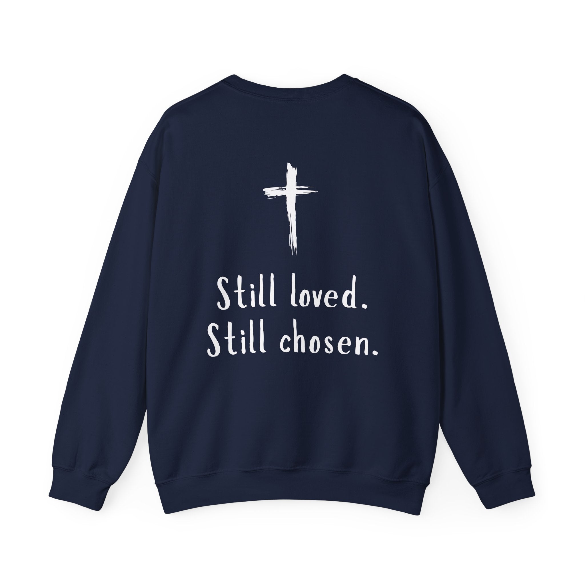 Christian Crewneck Sweatshirt — "Not Perfect, Forgiven" (Romans 5:8)