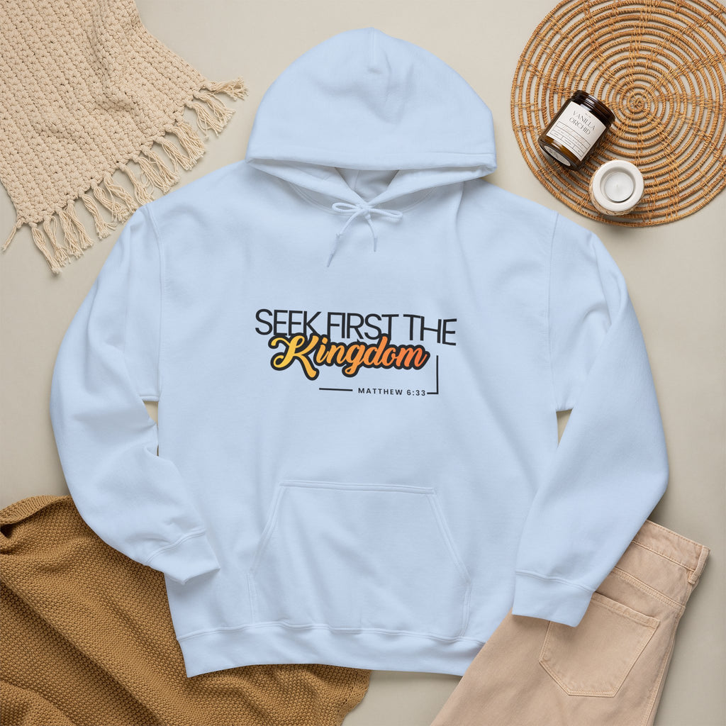 Seek First the Kingdom Hoodie – Christian Faith Scripture Sweatshirt (Matthew 6:33)