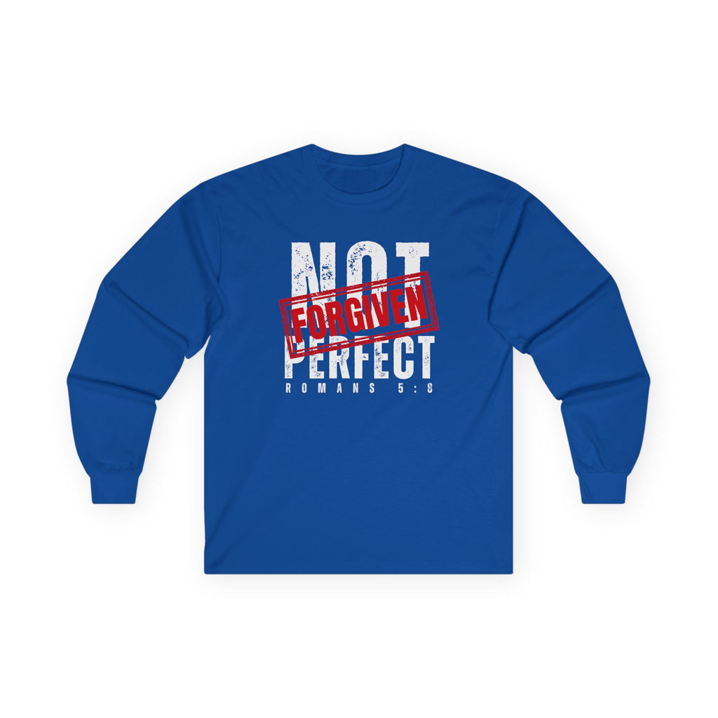 Not Perfect But Forgiven Long Sleeve Tee — Christian Faith Graphic Shirt