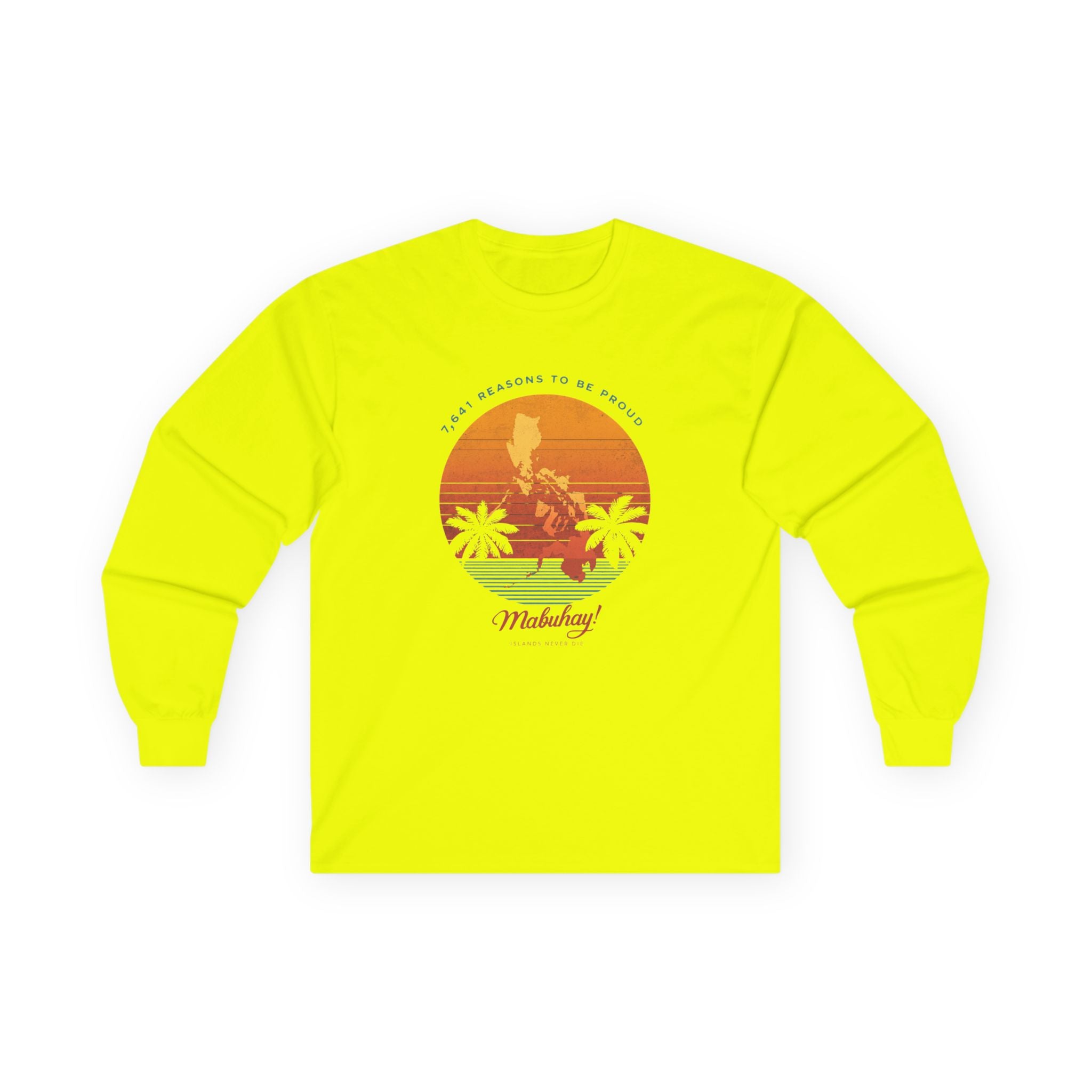 Long Sleeve Tee — 'Map of the Philippines' Retro Sunset Surf Design