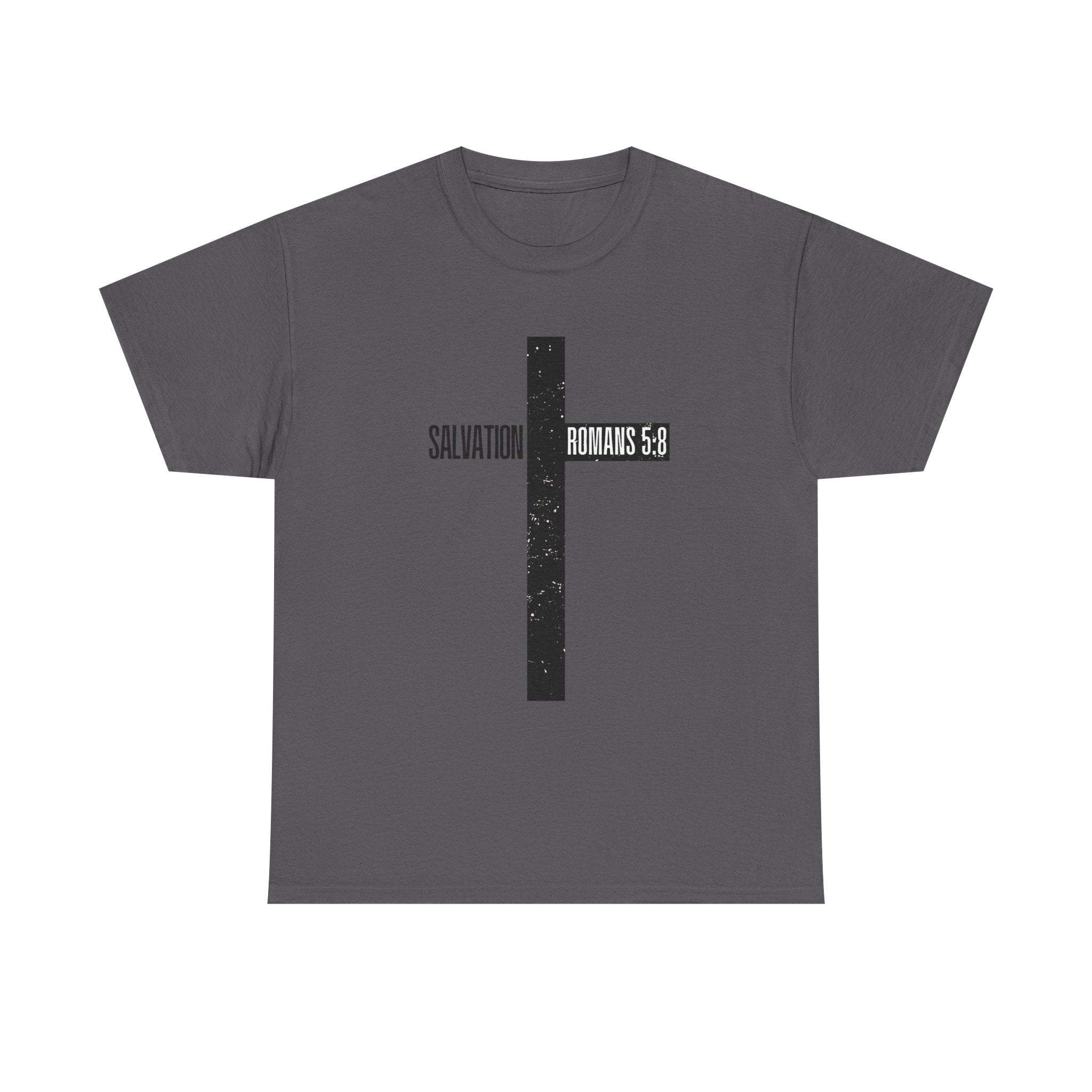 Christian Cross T-Shirt — "Salvation Romans 5:8" Faith Tee