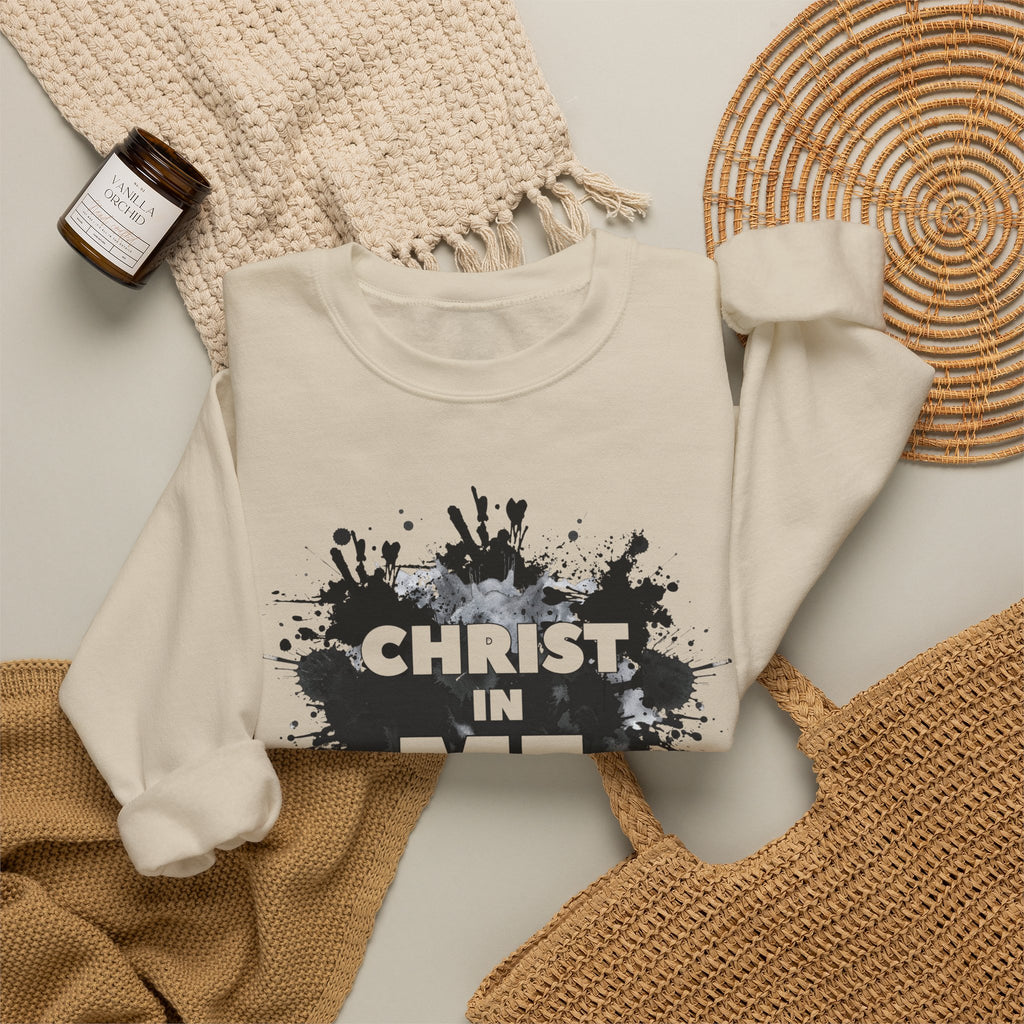 Christian Crewneck Sweatshirt "Christ in Me" Pullover, Galatians 2:20 Apparel, Inspirational Religious Graphic Sweatshirt