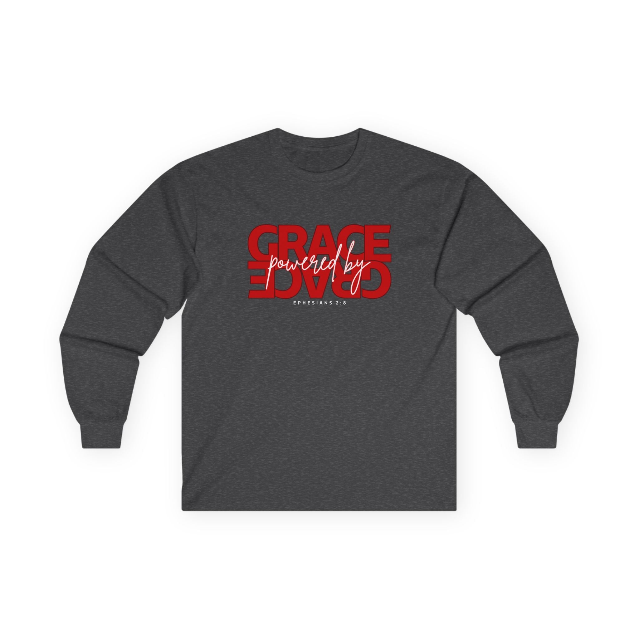 By Grace Long Sleeve Tee — Inspirational Christian Graphic Shirt