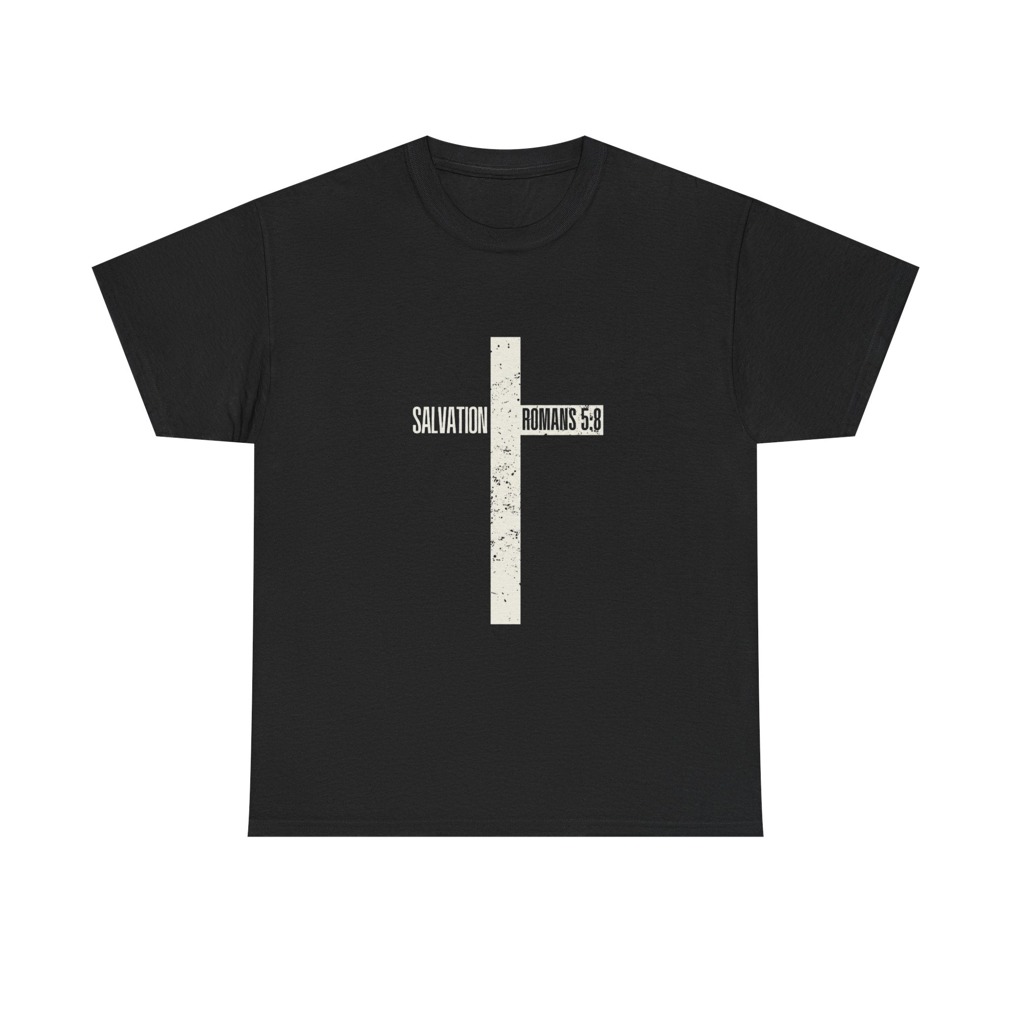 Christian Cross T-Shirt — "Salvation Romans 5:8" Faith Tee
