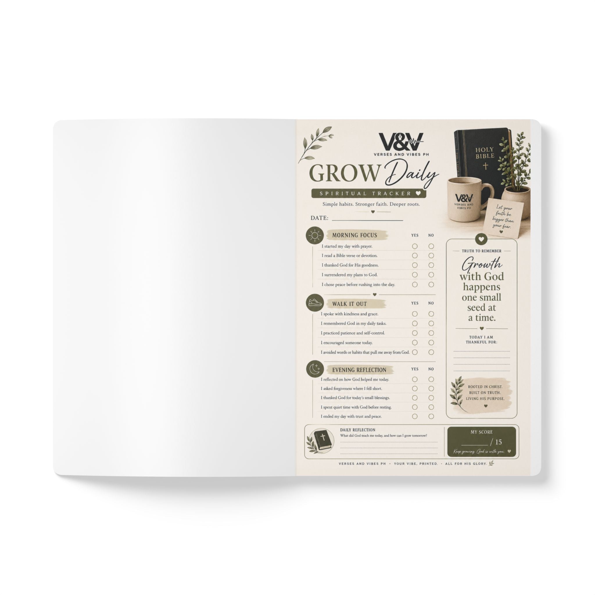 Spiritual Tracker Journal — Guided Daily Faith & Bible Study Notebook