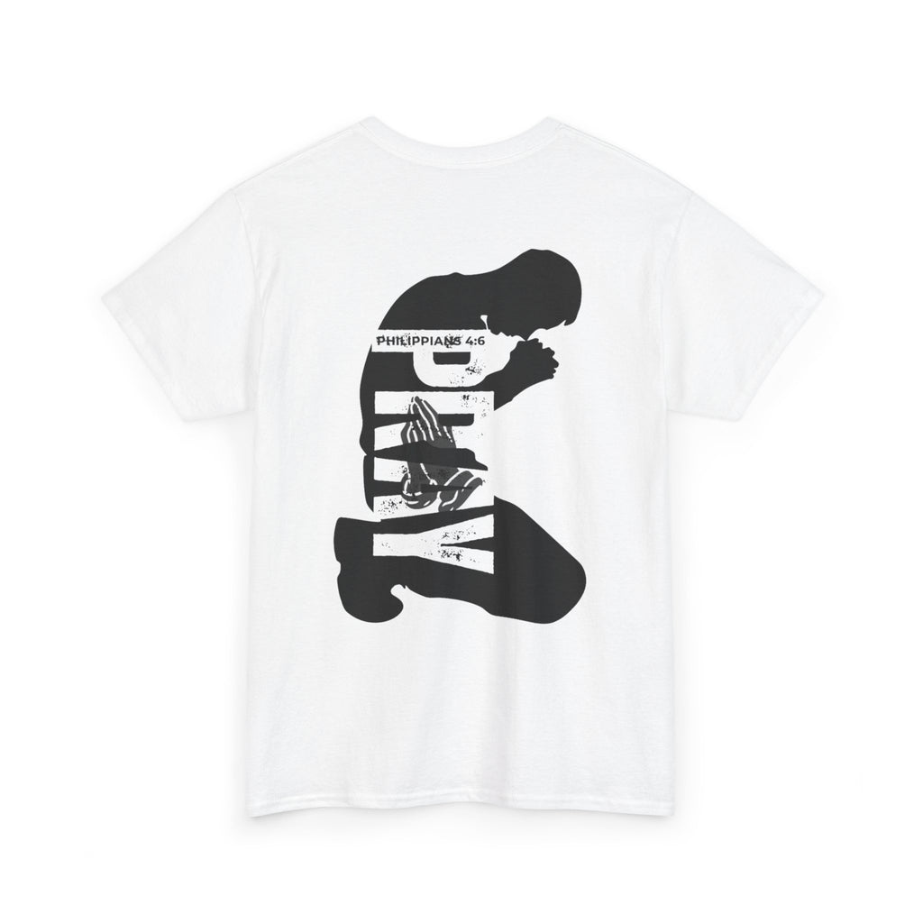 Pray More Tee — "Pray More, Panic Less" Christian Graphic T-Shirt