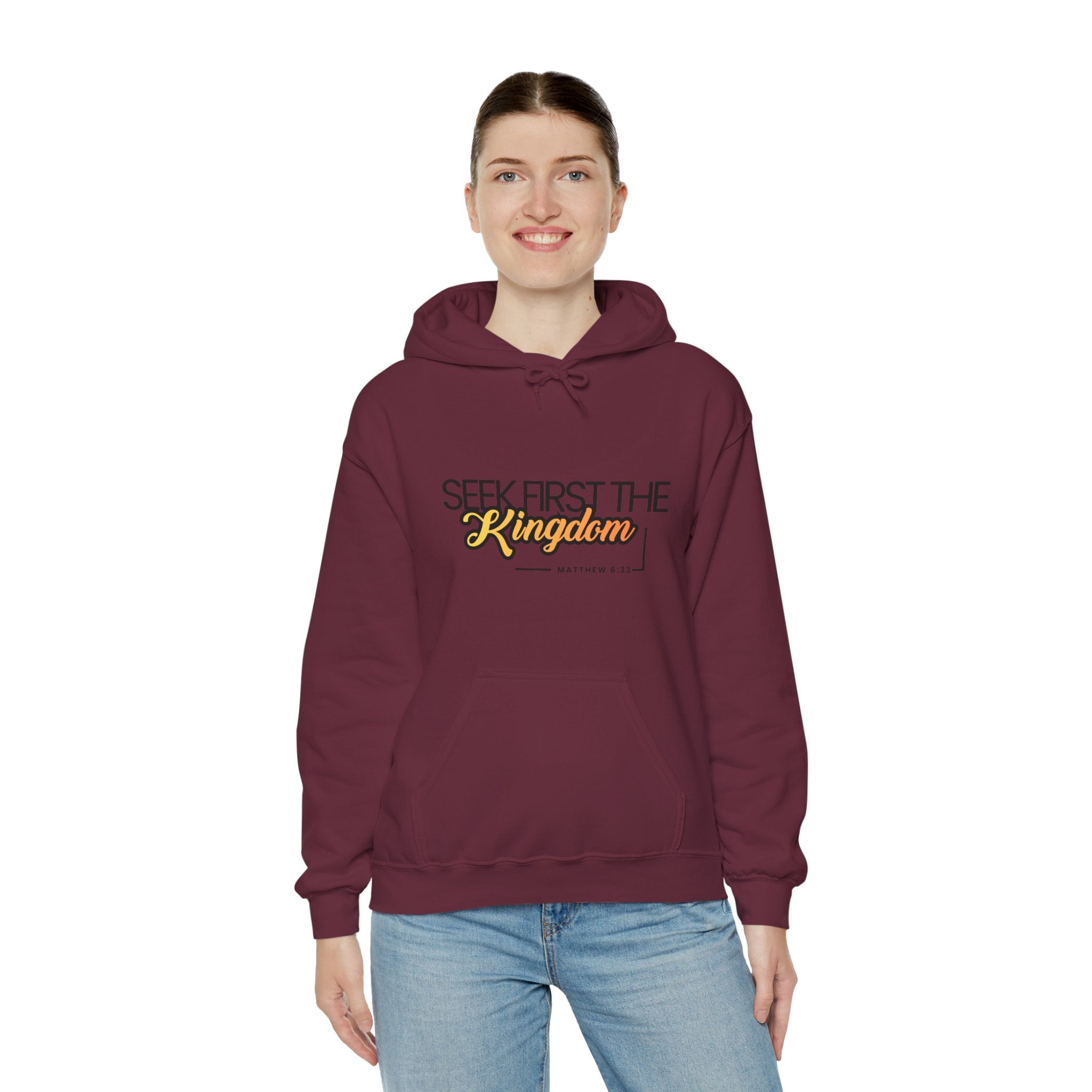 Seek First the Kingdom Hoodie – Christian Faith Scripture Sweatshirt (Matthew 6:33)