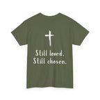 Christian Tee — "Not Perfect, Forgiven" Romans 5:8 Graphic T-Shirt (Still Loved / Still Chosen)