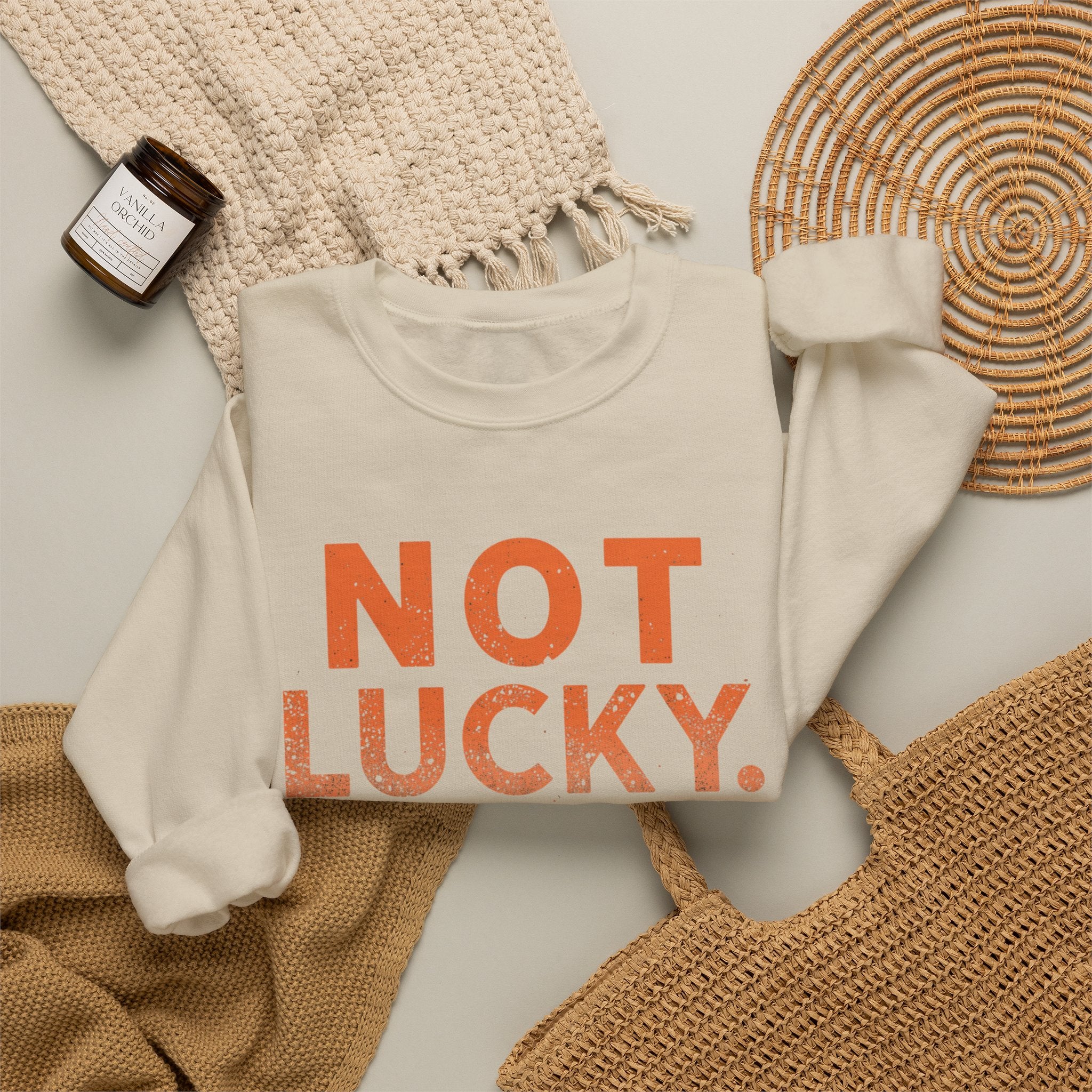 Blessed Crewneck Faith Sweatshirt – "Not Lucky, Just Blessed" Christian Pullover