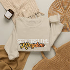 Christian Crewneck Sweatshirt "Seek First the Kingdom" Pullover, Matthew 6:33 Scripture Apparel, Inspirational Faith Graphic Sweatshirt