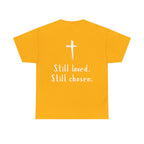 Christian Tee — "Not Perfect, Forgiven" Romans 5:8 Graphic T-Shirt (Still Loved / Still Chosen)