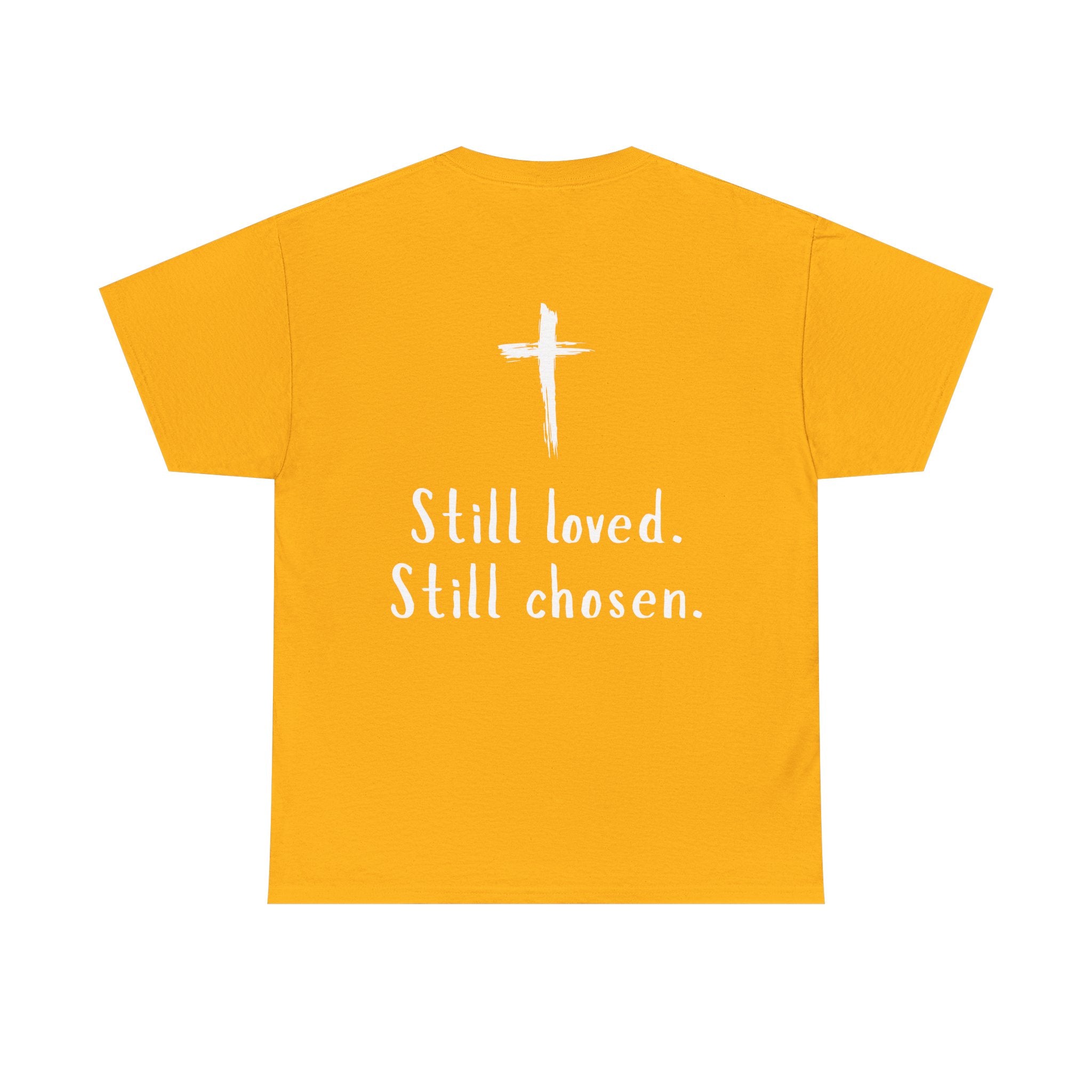 Christian Tee — "Not Perfect, Forgiven" Romans 5:8 Graphic T-Shirt (Still Loved / Still Chosen)