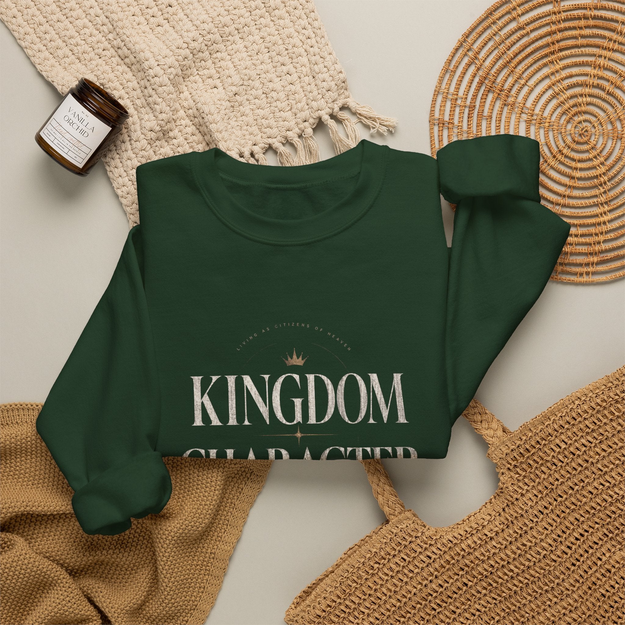 Christian Crewneck Sweatshirt "Kingdom Character" Pullover, Faith-Based Inspirational Apparel, Religious Graphic Sweatshirt
