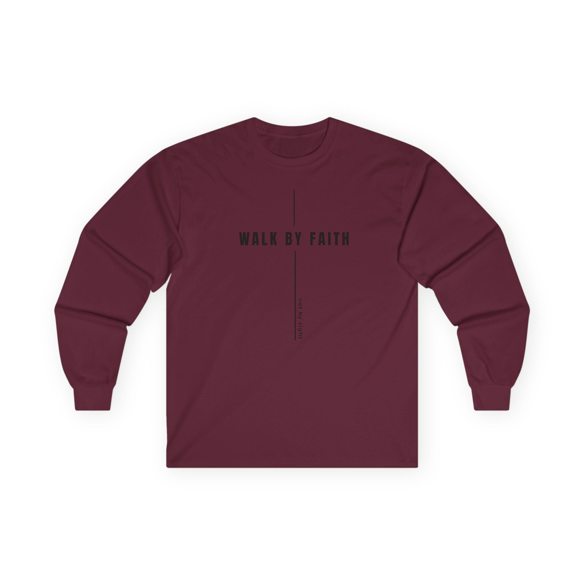 Walk By Faith Long Sleeve Tee — Minimal Christian Inspirational Shirt