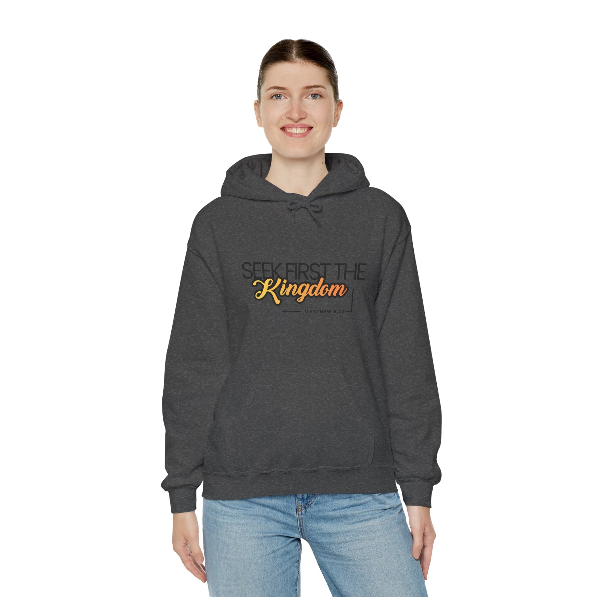 Seek First the Kingdom Hoodie – Christian Faith Scripture Sweatshirt (Matthew 6:33)