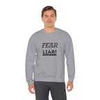 Inspirational Crewneck Sweatshirt "Fear is a Liar" Pullover, Positive Mindset Apparel, Motivational Faith Graphic Sweatshirt
