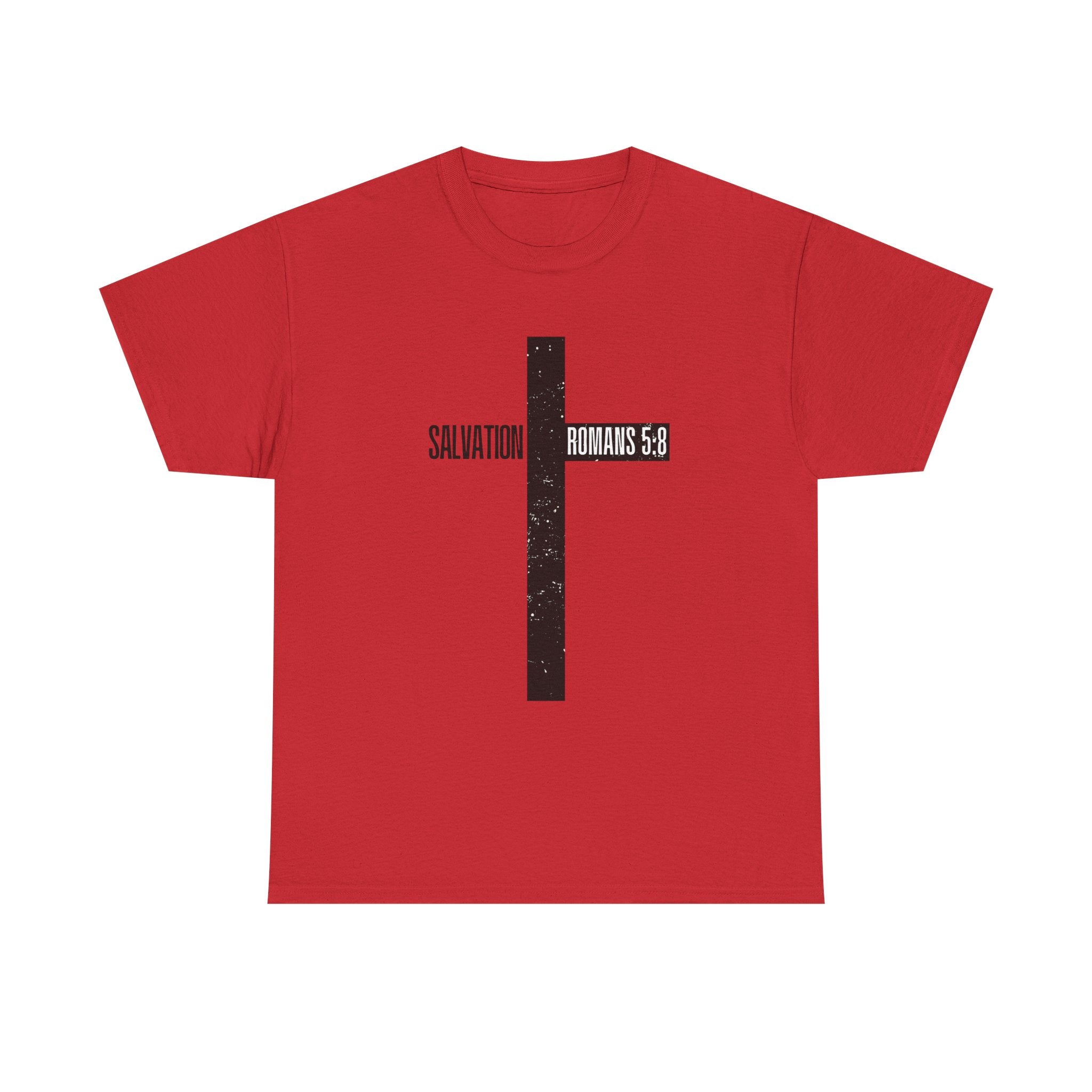 Christian Cross T-Shirt — "Salvation Romans 5:8" Faith Tee