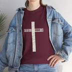 Christian Cross T-Shirt — "Salvation Romans 5:8" Faith Tee