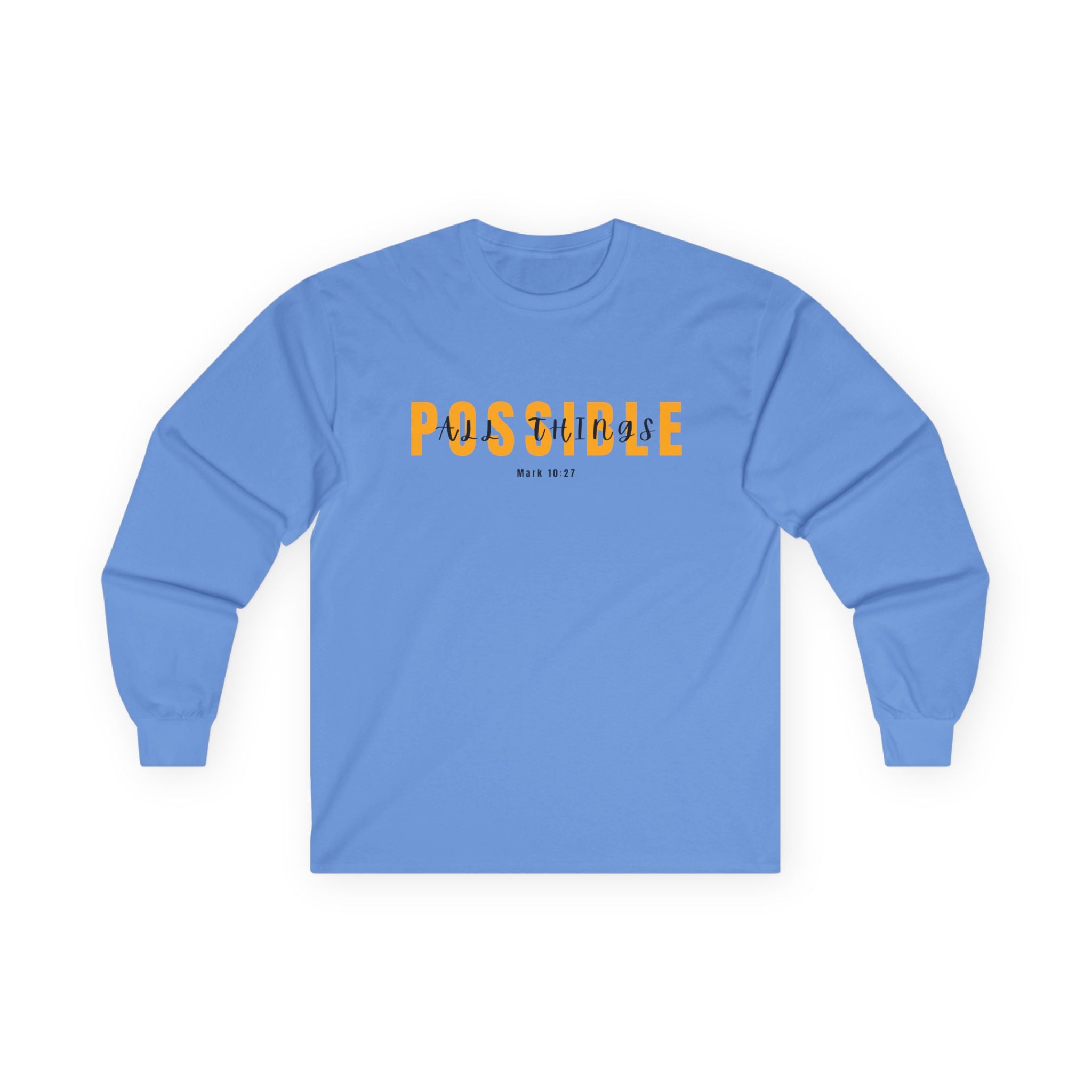 Possible Long Sleeve Christian Tee — Inspirational "Possible" Graphic Cotton Shirt