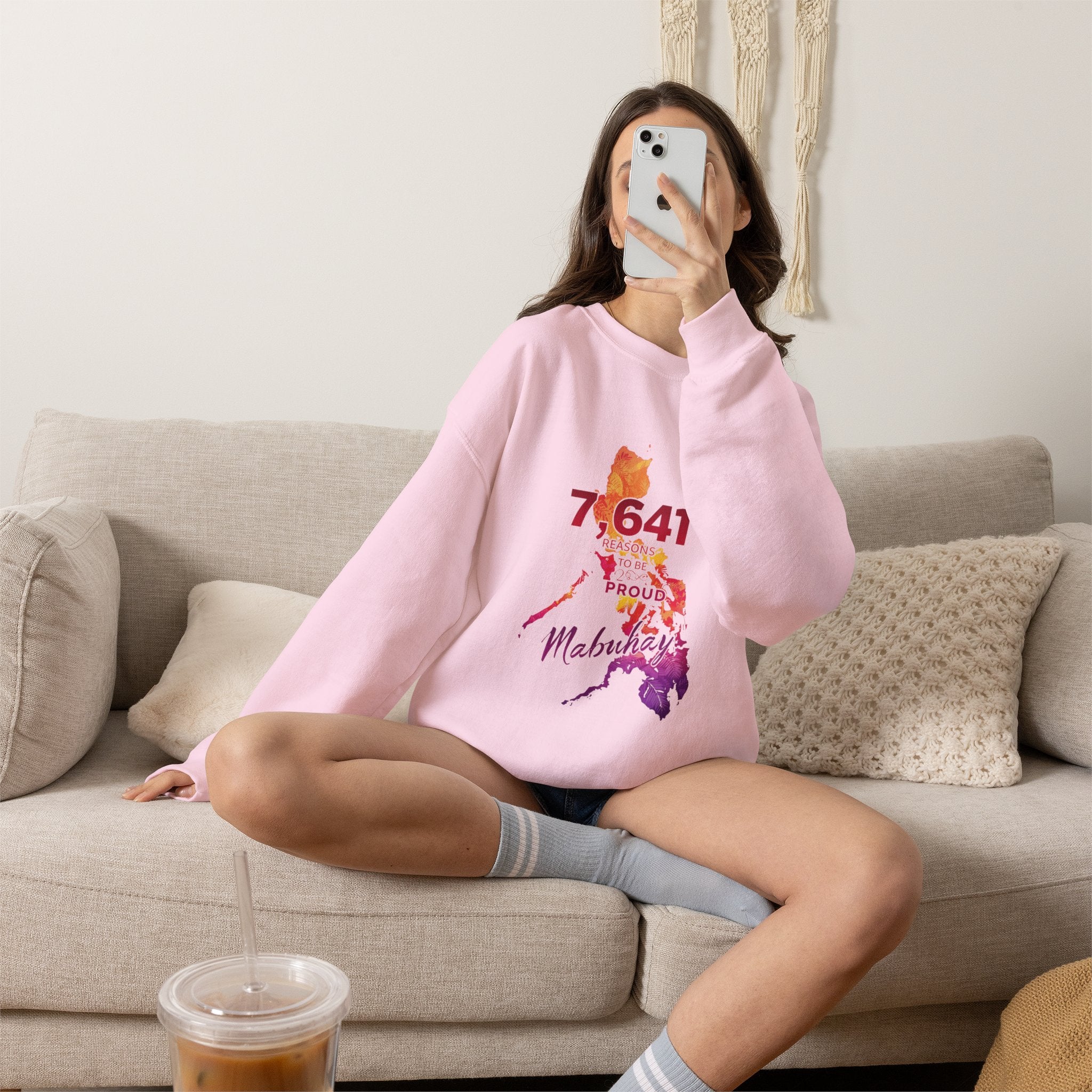 Philippines Map Sweatshirt - '7,641 Proud Pinoy' Colorful Vintage Crewneck