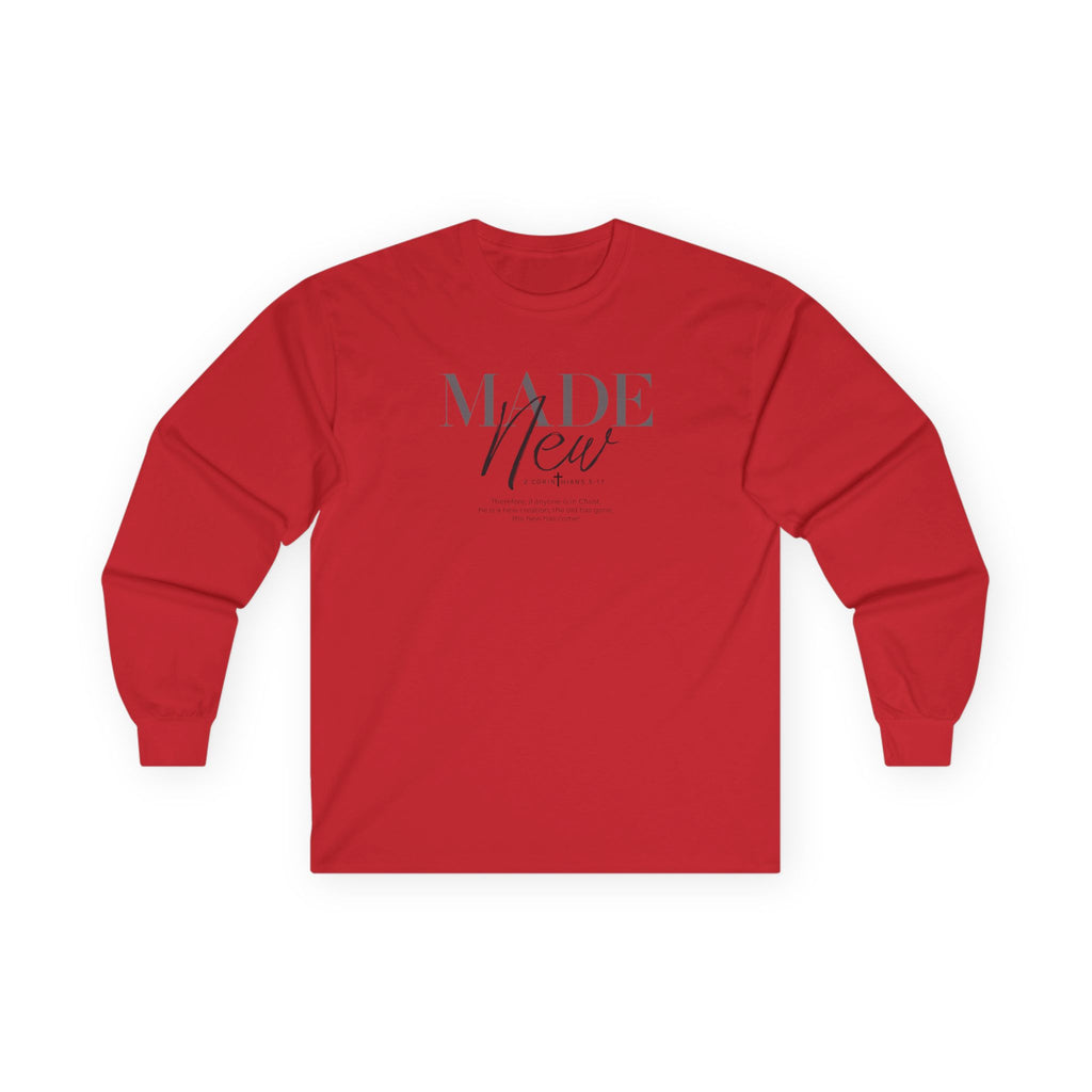 Made New Long Sleeve Tee — Inspirational Christian Faith Shirt