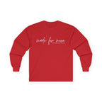 Long Sleeve Christian Tee — 'Made For More' Minimalist Script Shirt