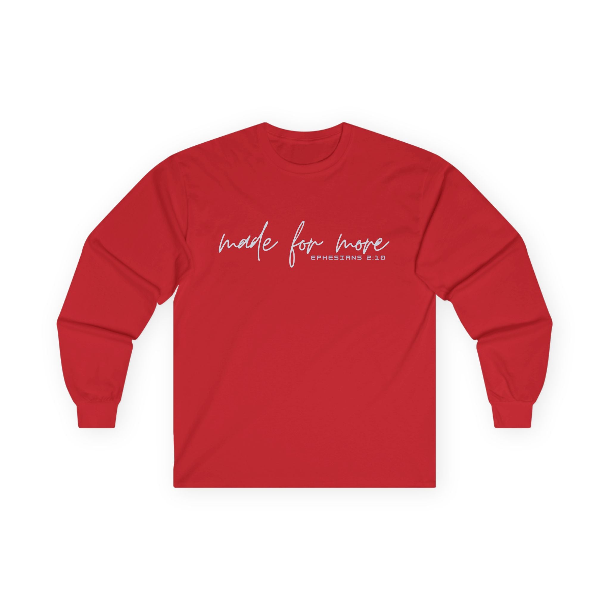 Long Sleeve Christian Tee — 'Made For More' Minimalist Script Shirt