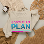 God's Plan Crewneck Sweatshirt — Retro Neon Faith Graphic