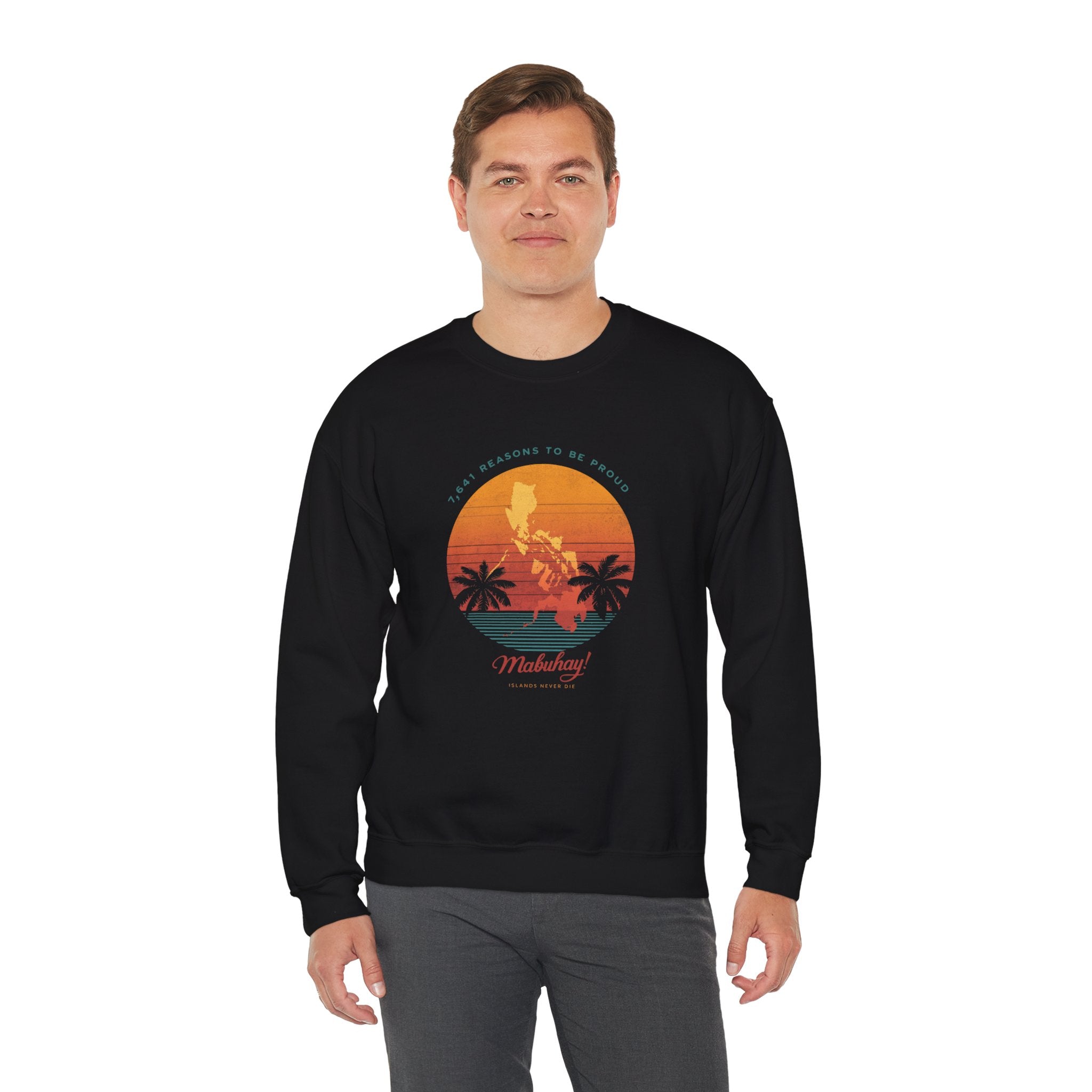 Filipino Crewneck Sweatshirt "Proud to Be Pinoy" Retro Sunset Pullover, Philippines Pride Apparel, Heritage Graphic Sweatshirt
