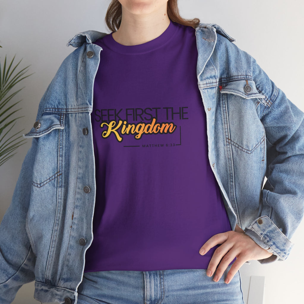 Seek First the Kingdom Tee — Christian Faith Graphic T-Shirt (Matthew 6:33)