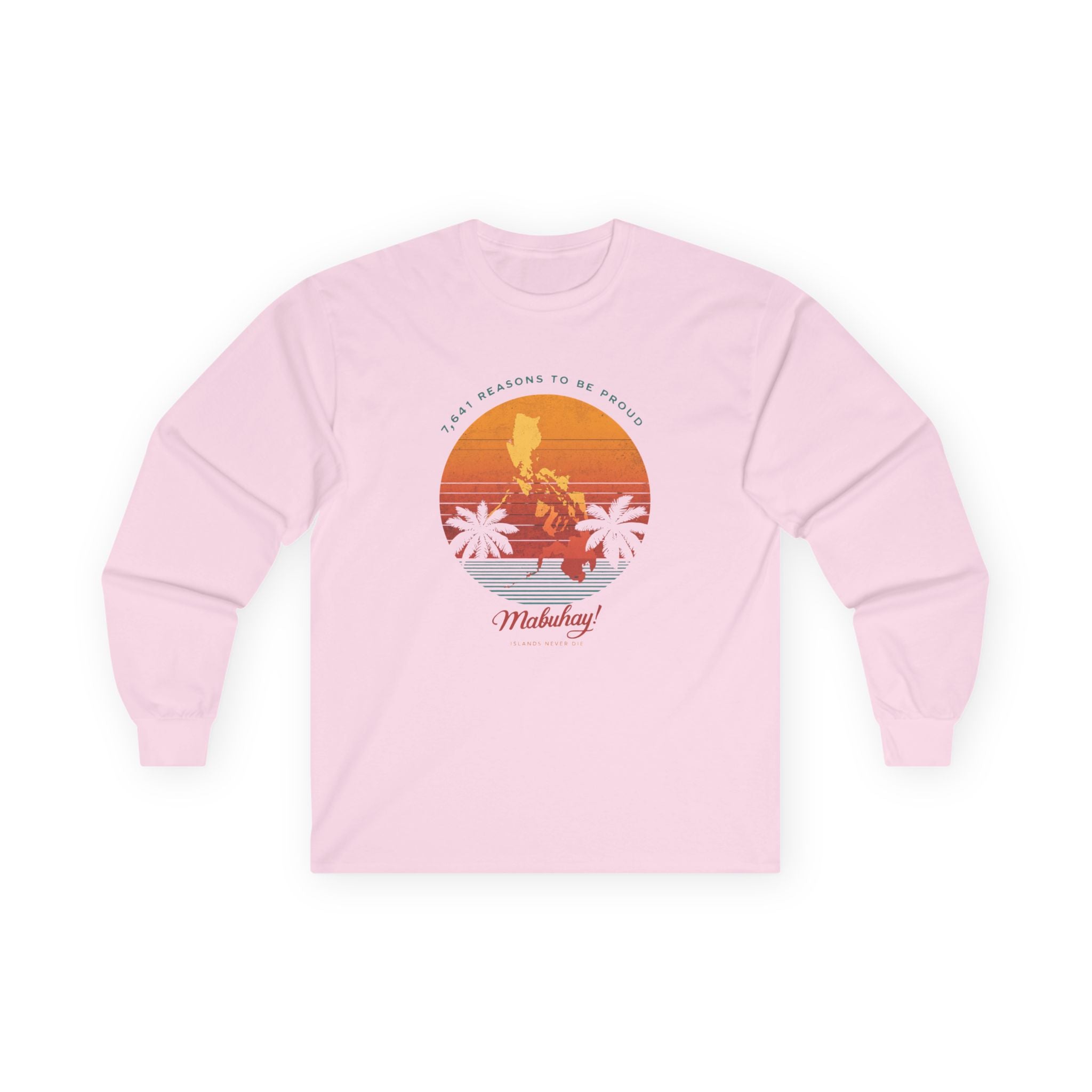 Long Sleeve Tee — 'Map of the Philippines' Retro Sunset Surf Design