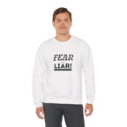 Inspirational Crewneck Sweatshirt "Fear is a Liar" Pullover, Positive Mindset Apparel, Motivational Faith Graphic Sweatshirt