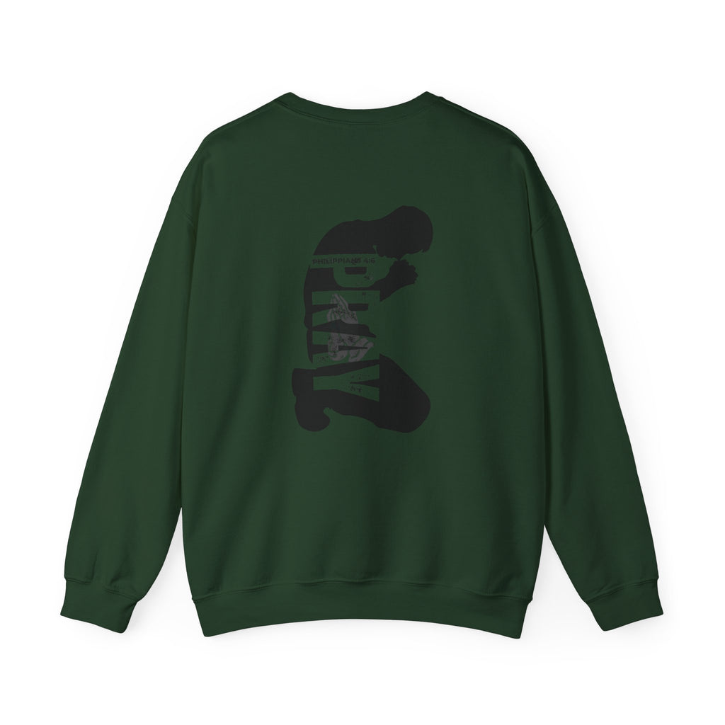Prayer Graphic Sweatshirt — “Pray More, Panic Less” Crewneck