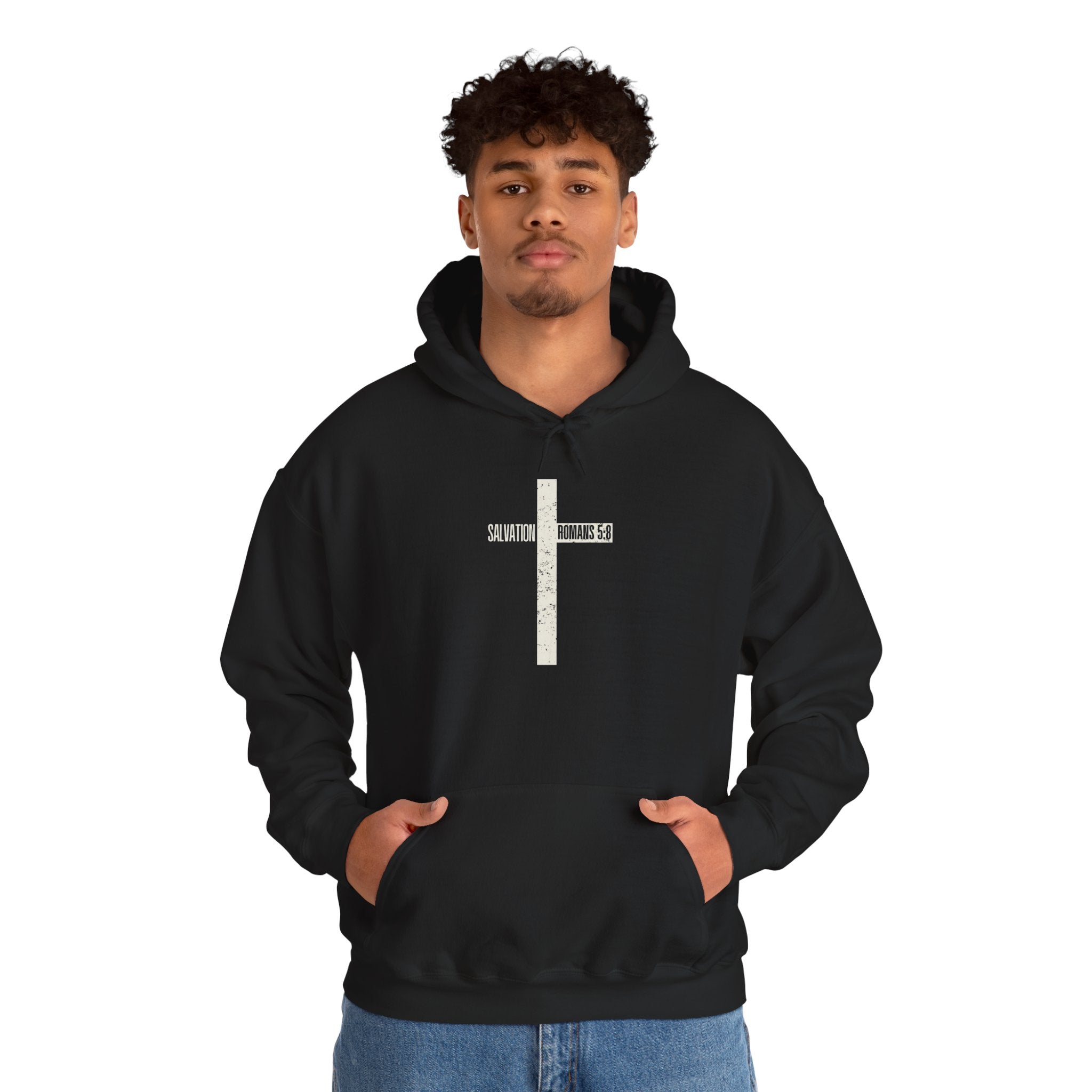 Christian Cross Salvation Hoodie – "Saved By Grace" Faith Graphic Pullover