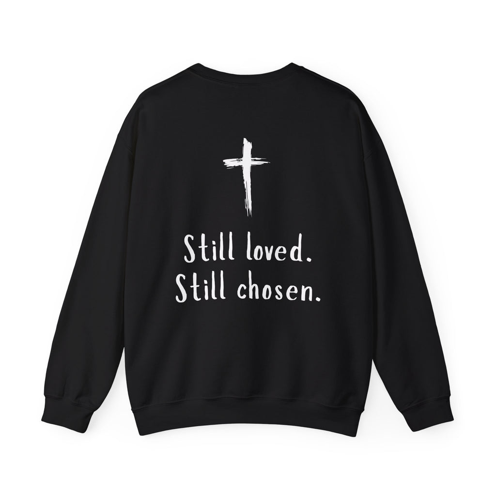 Christian Crewneck Sweatshirt — "Not Perfect, Forgiven" (Romans 5:8)