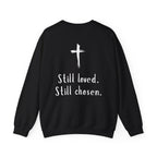 Christian Crewneck Sweatshirt — "Not Perfect, Forgiven" (Romans 5:8)