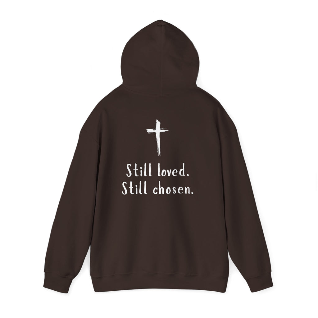 Not Perfect — Forgiven Hoodie | Christian Inspirational Sweatshirt (Romans 5:8, Still Loved/Still Chosen)