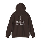 Not Perfect — Forgiven Hoodie | Christian Inspirational Sweatshirt (Romans 5:8, Still Loved/Still Chosen)