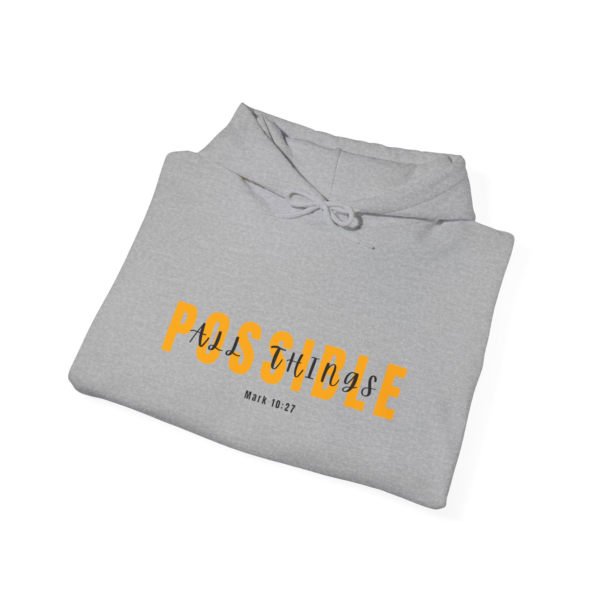 All Things Possible Hoodie — Minimal Inspirational "POSSIBLE" Graphic Faith Hoodie
