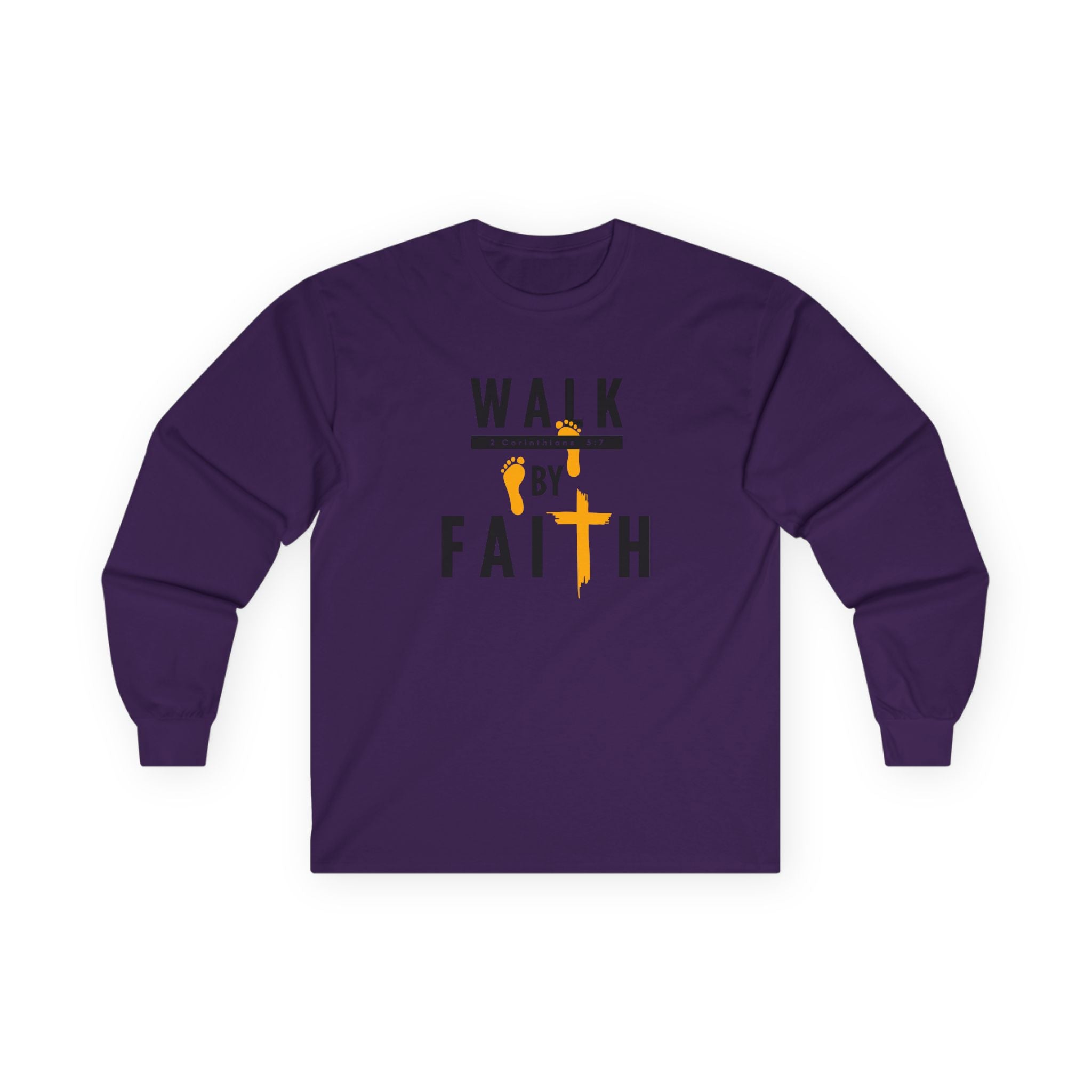 Long Sleeve Tee — "Walk by Faith" Christian Inspirational Shirt
