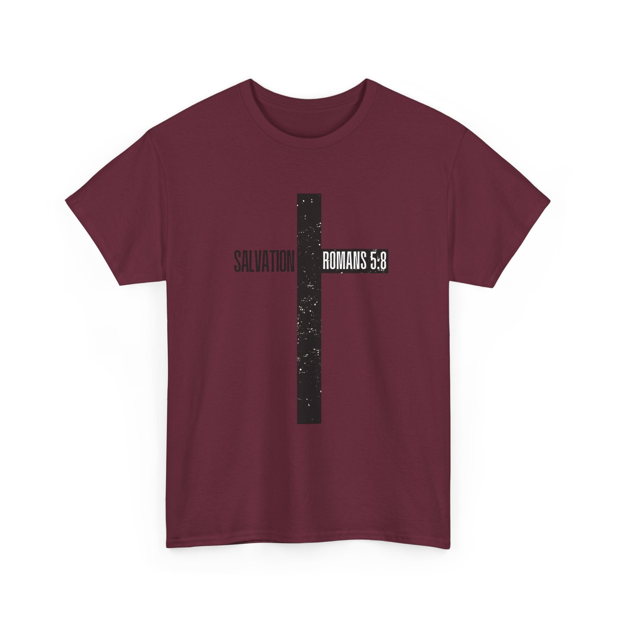 Christian Cross T-Shirt — "Salvation Romans 5:8" Faith Tee