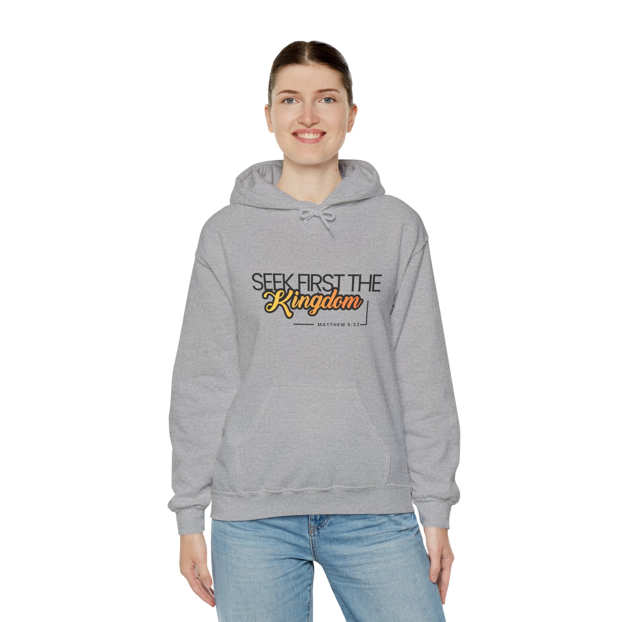 Seek First the Kingdom Hoodie – Christian Faith Scripture Sweatshirt (Matthew 6:33)
