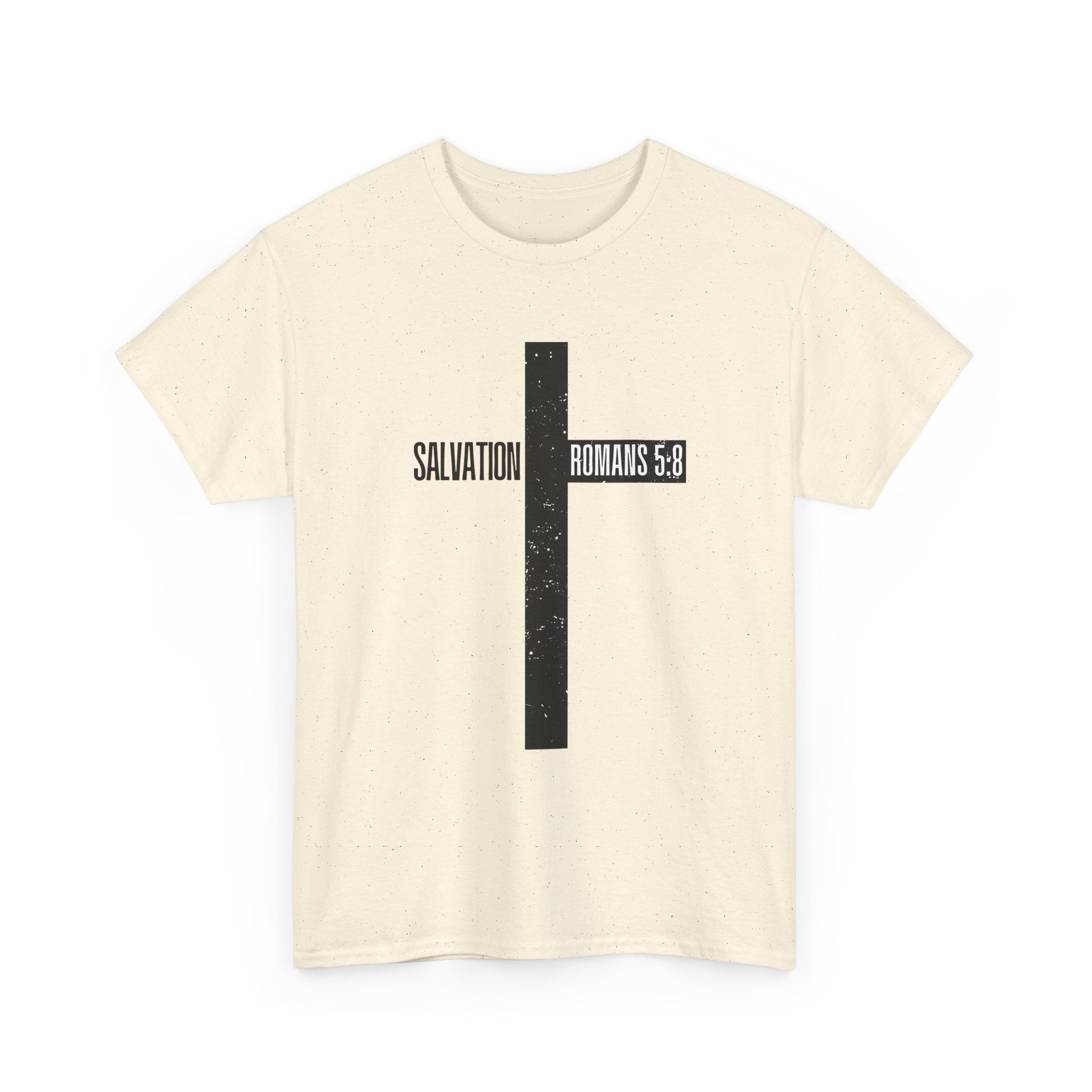 Christian Cross T-Shirt — "Salvation Romans 5:8" Faith Tee