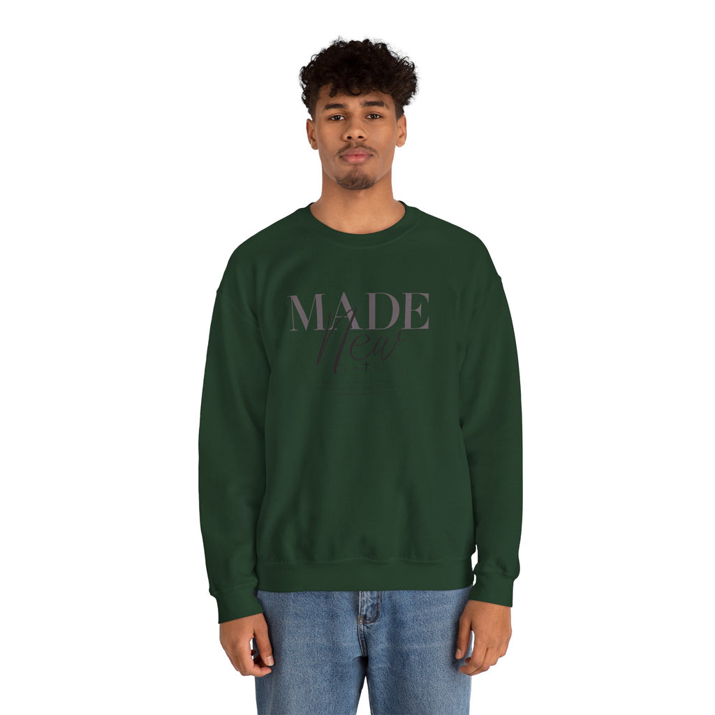 Minimalist Crewneck Sweatshirt "Made New" Pullover, Inspirational Christian Clothing, Aesthetic Daily Reminder Sweatshirt