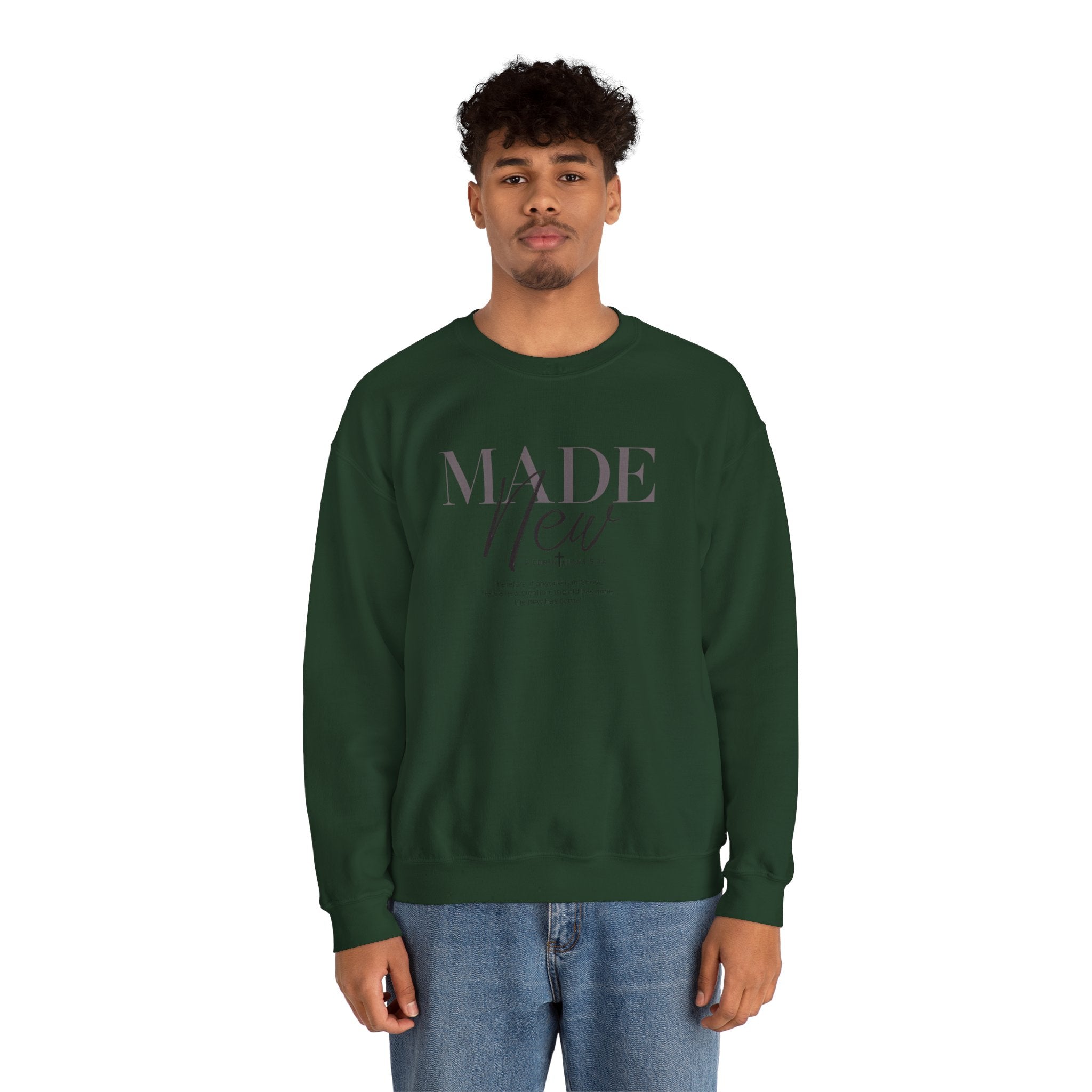 Minimalist Crewneck Sweatshirt "Made New" Pullover, Inspirational Christian Clothing, Aesthetic Daily Reminder Sweatshirt