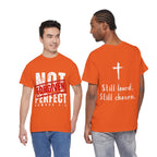 Christian Tee — "Not Perfect, Forgiven" Romans 5:8 Graphic T-Shirt (Still Loved / Still Chosen)