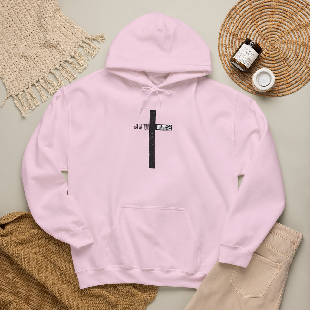 Faith Cross Salvation Hoodie — Minimalist Black Cross Christian Hoodie